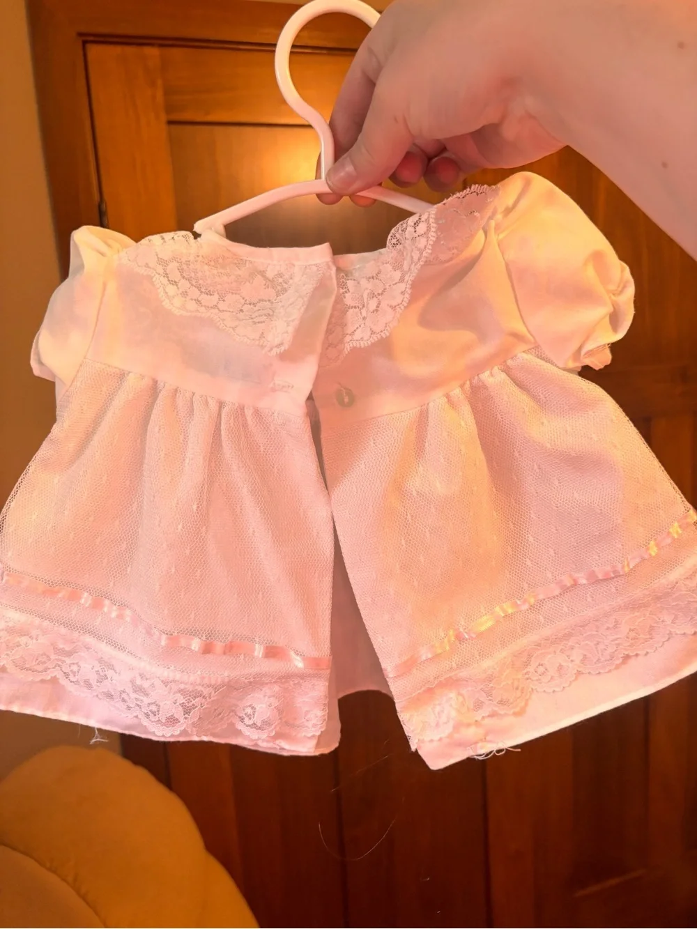 Vintage Allison Ann Pink Lace Party Dress | Heirloom Baby Dress | 0–3M